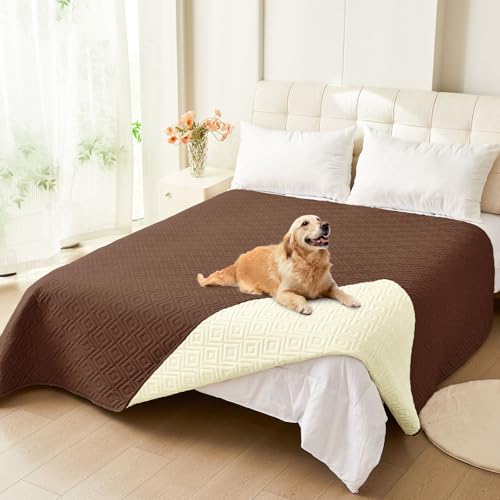hyha Waterproof Dog Blanket, Soft Dog Bed Cover Pet Blankets, Waterproof Sofa Couch Cover for Dogs Washable, Reversible Pet Couch Covers for Sofa Furniture (82x102 Inch, Brown/Beige) - color: Brown+beige, size: 82x102 Inch