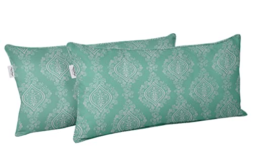 Indoor/Outdoor Polyester Fabric Lumbar Pillow Cover, All-Weather Waterproof Rectangular Cushion Case for Patio Furniture, 12 x 18 Set of 2 - Ogee-44 - color: Aquamarine, size: 18" x 12" (Pack of 2)