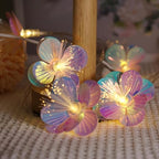 Fiber Optic Flower String Lights Battery Operated 10ft 20 LED Artificial Flower Garland Fairy Lights for Wedding Christmas Party Room Garden Decor (Warm White, 10ft) - size: 10ft