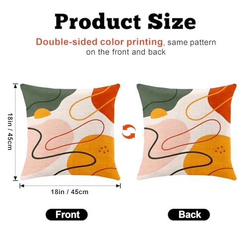 BVBOX Set of 4 Throw Pillow Covers 18"x18", Double-Sided Decorative Pillow Cases, Soft Flax/Short Plush Pillow Covers for Bed, Sofa, Couch, Living Room, Bedroom (Flax, Abstract Lines) - color: Abstract Lines