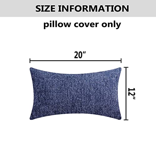 Home Brilliant Navy Blue Rectangle Pillow Cover for Sofa Decorative Chenille Set of 2 Lumbar Throw Pillow Cover, Dark Blue, 30x50 cm, 12x20 inches - color: Dark Blue, size: 20" x 12" (Pack of 2)