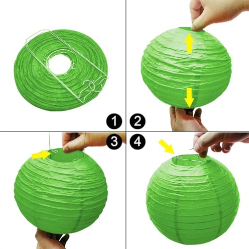 Green Paper Lanterns Decorative,Hanging Chinese Lanterns Indoor Outdoor for Birthday, Wedding, Christmas, Bridal, Home Decor, Ceiling Decorations(Size of 4”, 6”, 8”, 10”,12Pcs) - color: Green, size: 4、6、8、10inch