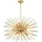 24" Modern Golden Sputnik Chandelier 9-Lights Mid-Century Modern Luxury Starburst Chandelier Gold Solid Metal Satellite Sputnik Chandeliers for Dining Room, Kitchen, Bedroom, Living Room - color: Golden 24" 9-Light