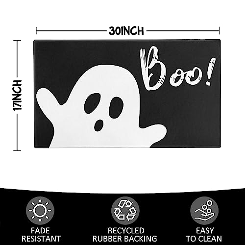 Halloween Door Mat,Halloween Ghost Boo Outdoor Mats for Front Door,Halloween Indoor Entrance Non-Slip Doormat,Halloween Entryway Welcome Rubber Mats for Front Porch Decor 30" x 17" - color: Halloween Ghost Boo