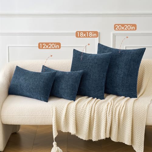 MIULEE Pack of 2 Blue Throw Pillow Covers 16x16 Inch Soft Chenille Pillow Covers for Sofa Living Room Couch Solid Dyed Cases - color: Blue, size: 16" x 16" (Pack of 2)