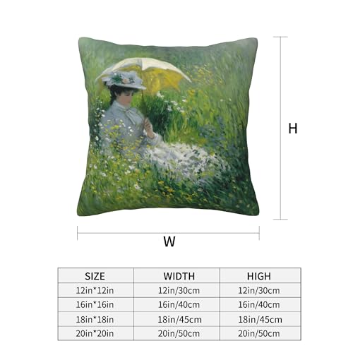 Monet Throw Pillow Covers 18 X 18 Inch Set of 4 Decorative Cushion Cover Home Decor for Sofa Chair Couch Bedroom Living Room - color: Monet