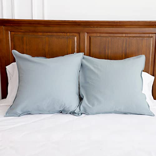 Simple&Opulence Linen Euro Shams Basic Style Solid Color 24x24 Inch Pack of 2 Flax Cotton Blend Decor Throw Pillow Covers Soft Breathable Farmhouse Pillow Shams - Dusty Blue - color: Dusty Blue, size: 24"×24"