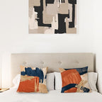 Navy Blue Terracotta Gold and Orange Throw Pillow Covers 18x18 Set of 2,Modern Boho Abstract Art Pillow Covers for Bedroom Living Room, Modern Home Decor, Boho Room Decor - size: 18" x 18" (Pack of 1)
