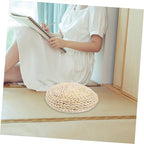 SOLUSTRE Natural Cotton Filling Meditation Cushion Yoga Mat Straw Braid Seat Pad Boho Pillow Decorative Cushion