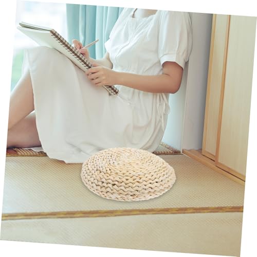 SOLUSTRE Natural Cotton Filling Meditation Cushion Yoga Mat Straw Braid Seat Pad Boho Pillow Decorative Cushion