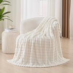 3D Bubble Plush Blanket Textured Fleece Throw Soft Warm Cozy Blanket Couch Bed Throw Snow White 50x60 Inches - color: Snow White, size: Throw(50"x60"）