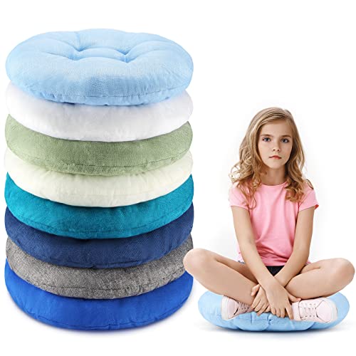 Fumete 8 Pcs 16 Inch Floor Cushions Pillow for Kids Bulk Classroom Round Flexible Seating Floor Cushions for Students Home Daycare School Reading Corner Yoga Meditation Picnic (Ocean Whisper) - color: Ocean Whisper