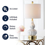 JONATHAN Y 20.5" Black/White Glass Table Lamp, Modern Gourd Bedside Nightstand Lamp for Bedroom, Living Room, White Linen Shade, LED Bulb Included (JYL1028D) - color: Black / White, size: Single