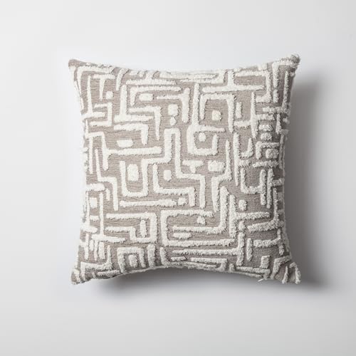 Woven Jacquard Throw Pillow Cover, Pack of 1 Geometric Pattern Textured Decorative Cushion Covers for Sofas, Couches, Fade Resistant Pillow for Sofa & Couch, Gilda, Beige, 18x18 Inch - color: Beige