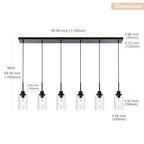 6-Lights Pendant Light Fixtures Ceiling, Modern Black Adjustable Hanging Lamp with Clear Glass Shades, Dining Room Kitchen Island Lighting E26 Bulb Base - color: Black, size: 6-Light