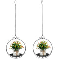 Hanging Planters for Indoor Plants, 2 Pack Metal Wall Ceiling Window Plant Hangers Kit with Trays and Chains for Succulents Pothos Herbs Balcony Patio Living Room - style: hanging planter tray