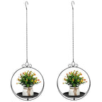 Hanging Planters for Indoor Plants, 2 Pack Metal Wall Ceiling Window Plant Hangers Kit with Trays and Chains for Succulents Pothos Herbs Balcony Patio Living Room - style: hanging planter tray