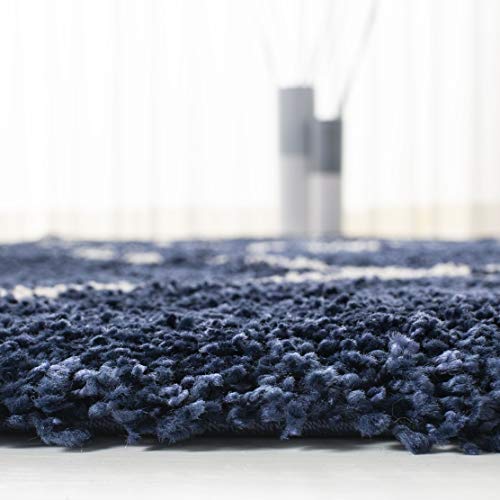 SAFAVIEH Hudson Shag Collection Accent Rug - 2' x 3', Navy & Ivory, Modern Trellis Design, Non-Shedding & Easy Care, 2-inch Thick Ideal for High Traffic Areas in Foyer, Living Room, Bedroom (SGH281C) - color: Navy/Ivory, size: 2' x 3' (Rectangular)
