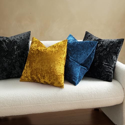 MIULEE Velvet Throw Pillow Covers Set of 2, Soft Neutral Decorative Pillow Cases with Luxurious Textured Vintage Cushion Covers for Home Decor Couch Sofa Bed,Black 18x18 inch - color: Black, size: 18" x 18" (Pack of 2)