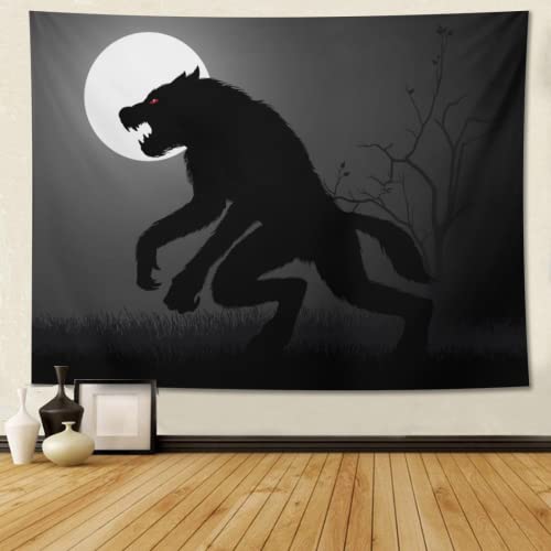 feelacle Werewolf Tapestry 60" X 40" Wolf Wall Hanging Party Decorations Home Decor For Bedroom Living Room Dorm (150 X 100cm) - color: Werewolf, size: 60"L x 40"W