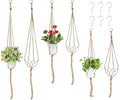 Swpeet 6 Pack 3 Sizes Macrame Hanging Planter Holder Plant Hanger with 6 Pack 2.9 Inch Ceiling Cup Hooks Kit, Hanging Planter Basket Rope Holder for Indoor Outdoor Decorations Beautiful Hanging