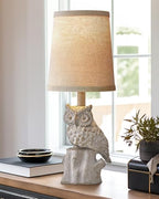G-SAFAVA 14.25" Small Table Lamp for Living Room Farmhouse Bedside Resin Single Lamp with White Owl Lamp Shape for Bedroom Retro Rustic Nightstand Lamp - color: ‏‏‎ ‎‏‏‎ ‎‏‏‎ ‎White Wash