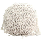 Hand Woven Pillowcase Round Shape Pillow Cover with Tassel Macrame for Bed Couch Car Home Decor Cream, Macrame Pillow Cover