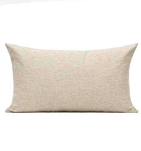 All Smiles Lumbar Throw Pillow Covers 12x20 Set of 2 Linen Beige Rectangle Pillow Cases Burlap Oblong Cushion Farmhouse Neutral Khaki Home Décor Indoor Outdoor for Bed Sofa Couch Patio Bedroom - color: Linen, size: 20" x 12" (Pack of 2)