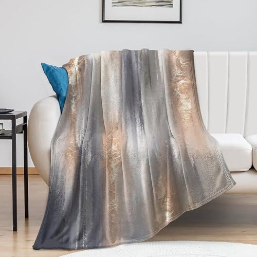 Abstract Gradient Blanket, Modern Fashion Baroque Gold Grey Painting Strokes Pattern Soft Warm Cozy Plush Flannel Covers for Livingroom Bedroom Couch Chair Camping Travel Home Decor Tapestry 30x40in - color: Abstract-16, size: 30W" x 40L"