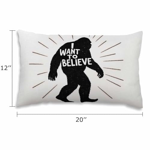 EKOBLA Black Animal Yeti Sasquatch Waist Lumbar Pillow Cases I Want to Believe Monster Oblong Rectangle Throw Pillow Covers for Sofa Bed Couch Cotton Linen 12x20 Inches - color: Multi-bs13, size: 20" x 12" (Pack of 1)