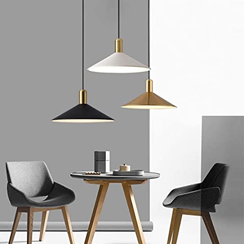KCO Lighting Modern Cone Pendant Lighting White and Gold Pendant Light Kitchen Island Farmhouse Dome Pendant Light Mid Century Living Room Light Fixture Over Dining Table (White) - color: White