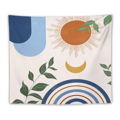 Boho Leaf Tapestry,Blue Spring Summer Palm Leaf Sun Abstract Modern Minimalism Wall Hanging Neutral Home Decor Art for Living Room Bedroom Dorm 40"x30" - color: Boho Leaf-14, size: W40xL30in
