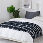 BOURINA Fluffy Chenille Knitted Fringe Throw Blanket Lightweight Soft Cozy for Bed Sofa Chair Throw Blankets, Navy 50" x 60" - color: A-navy, size: 50"×60"