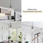WILON Pendant Lights Kitchen Island Lighting, 11" Rust-Coloured Farmhouse Hanging Light Fixture, Kitchen Pendant Lighting Over Island Clear Glass Shade for Dining Hallway Entryway Bar - color: Rust-Colo
