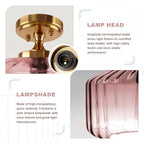 Flush Mount Ceiling Light Gold Light Fixture Set of 2 Striped Glass Shade Pink Chandelier Farmhouse Semi Flush Mount Light for Pantry Bar Cafe Hallway Entryway - color: Pink, 2 Pack