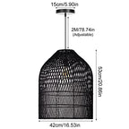 Arturesthome 1 Light Wicker Bell Pendant Lamp, Design Basket Rattan Woven Pendant Light Shades, Handmade Hanging Ceiling Lights Crafts Lampshade Black - size: Black W 16.5" x H20.8"