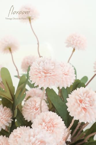 Floroom 5pcs Blush Faux Silk Mums Artificial Flowers, Bulk Fake Small Mini Chrysanthemums with Stems for DIY Pink Wedding Centerpieces Floral Arrangements Vase Fillers Home Decorations - color: Blush, size: 5pcs