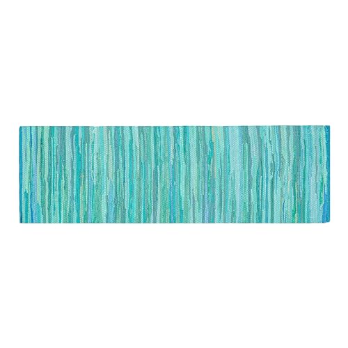 Cotton Hand Woven Chindi Runner Rug 2x6 Feet - Teal, Durable Rectangular Large Door Way Rag Rugs Ideal for Hallways, Kitchen, Bedroom, Nursery Room | Green Soft Reversible Floor Mat for Kids Space - color: Teal, size: 2' x 6' (Runner)