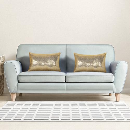 ShinyBeauty Champagne Gold Throw Pillow Covers 12X20 Inches Set of 2, Rectangle Pillow Cover, Light Gold Fabric Sequin Pillow Case for Couch,Sofa,Bed,Living Room Pillows Home Decorations - color: Champagne Gold, size: 20" x 12" (Pack of 2)