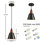 2 Pack Pendant Lights, Black Pendant Lights Kitchen Island,Wood Dome Minimalist Industrial Ceiling Hanging Lights for Kitchen Island, Barn, Dining Room, Living Roo m, Bedroom - color: Black