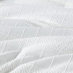 Chezmoi Collection 4-Piece Clip Jacquard Cotton Comforter Set Queen, Boho Chic Textured Tufted Basketweave Striped Bedding with Textured Woven Pillow Cushion, White - color: Yuki White, size: Queen
