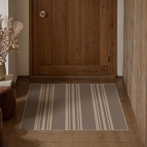 PureCozy Striped Easy Jute Rug 2x3 Nature Entryway Carpet Washable Non Slip Door Mat Farmhouse Neutral Non Shedding Entry Small Indoor Outdoor Rug for Kitchen Bedroom Mudroom Bathroom - color: Nature/Striped, size: 2' x 3' (Rectangular)