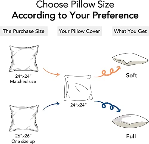 FAVRIQ 26 x 26 Euro Pillow Inserts - 26 Inch Decorative Throw Pillows for Couch Bed Sofa with 100% Cotton Cover - Pack of 2 - size: 26x26 Inch