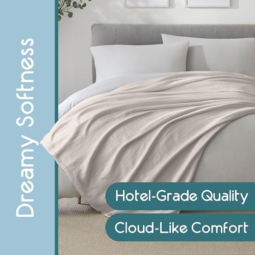 Vellux 100% Cotton Blanket, Twin, 66x90, Mink | Soft, Breathable Knit, Lightweight, All Season, Machine Washable, Oeko-Tex Certified, Hotel Quality - color: Mink, size: Twin