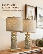 OYEARS Bedside Table Lamps Set of 2 with USB & Night Light, 22'' Dimmable Touch Lamps for Nightstand, Farmhouse Lamps for Bedroom Living Room Home Offce (Bulb Included) - color: Rustic Grey