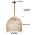 Arturesthome 1 Light Natural Rattan Pendant Light Fixture,Woven Pendant Light Wicker Chandelier,Hanging Ceiling Light,Handmade Lampshade,Rope Lamp for Kitchen Island W19.6in X H 17.7in - size: 19.6″W x 18″H
