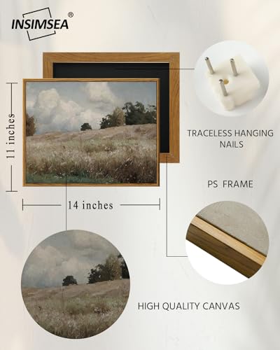 InSimSea Framed Canvas Wall Art Vintage Decor, Cornfield Countryside Scenery Rustic Farmhouse Wall Decoration, Country Decor Wall Art for Bedroom, Living Room Kitchen Bathroom, 11"x14" - color: Corn Field, size: 14"L x 11"W