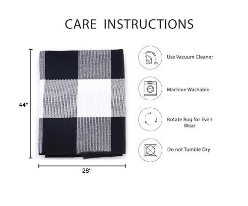 IOHOUZE Cotton Buffalo Plaid Check Rug Outdoor Doormat 27.5 x 43 Inches Washable Woven Outdoor Indoor Welcome Mats for Front Door/Farmhouse/Entryway/Home Entrance black and White Outdoor Rug - color: Black and White, size: 2'4" x 3'8" (Rectangular)