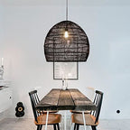 Arturesthome 17.6" Black Kitchen Island Pendant Light,Rattan Woven Pendant Light Shades Handmade Hanging Light Ceiling Light for Living Room,Entryway, Foyer - color: Black, size: 17.68in*15.7in