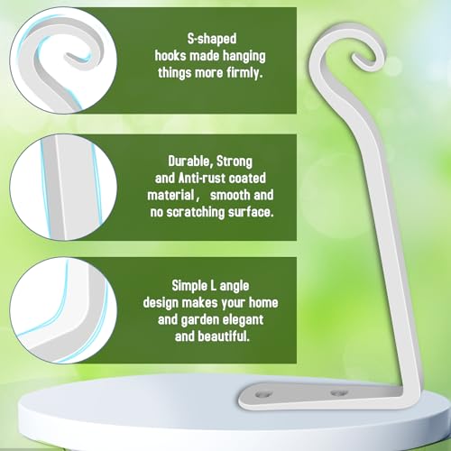 FEED GARDEN Hanging Plant Bracket 10 Inch 2 Pack, Hand-Forged Plant Hanger for Hanging Bird Feeders, Wind Chimes, Flower Baskets, Lanterns, Indoor/Outdoor Use, White - color: White, size: 10 Inch